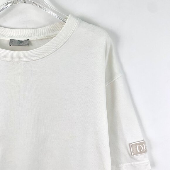EM0092 Dior white logo badge cotton round neck short sleeve T-shirt XXL - Picture 3 of 8
